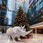 Rhinocéros Statue avec miroir diamant Exterio