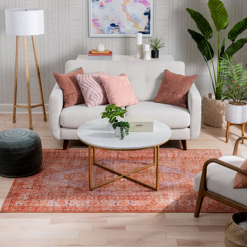 Nile Vintage Medallion Flatweave Rust Area Rug, Rectangle 230 x 290 cm