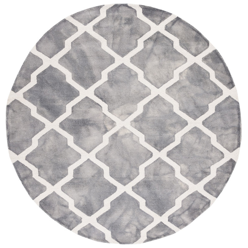 Desantiago Hand Tufted Wool Geometric Rug, Round 7'