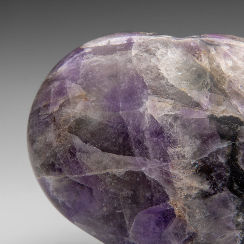 Genuine Polished Chevron Amethyst Heart