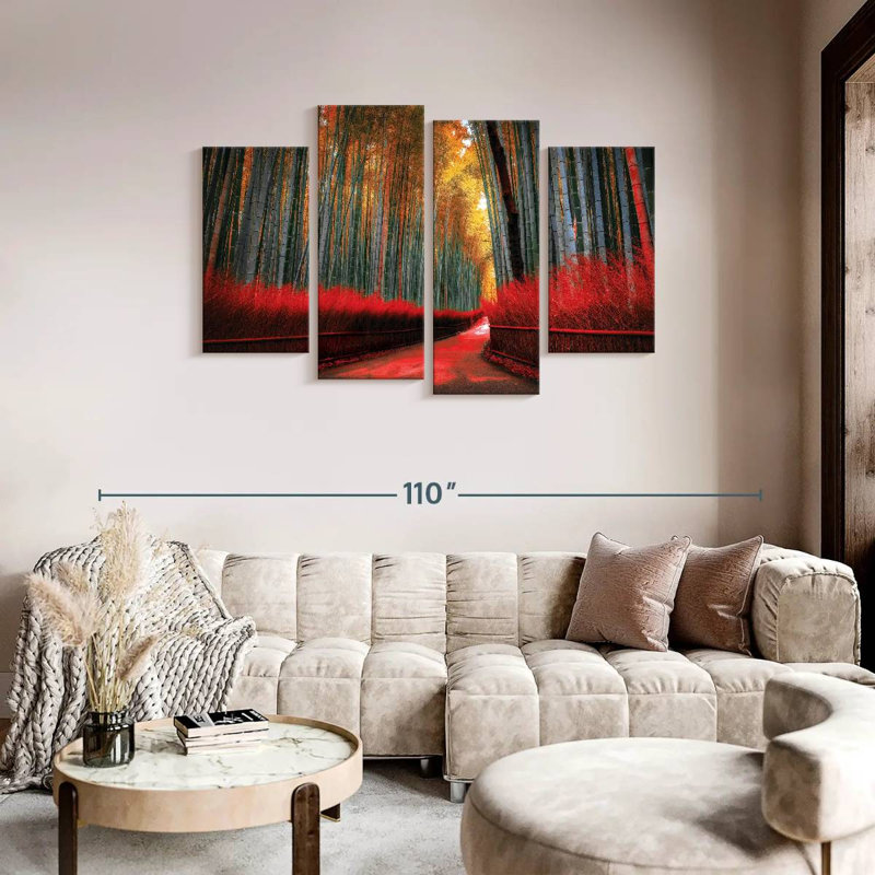 Impression sur toile Arashiyama Bamboo Trail, H 48 po x l 75 po x P 1,25 po