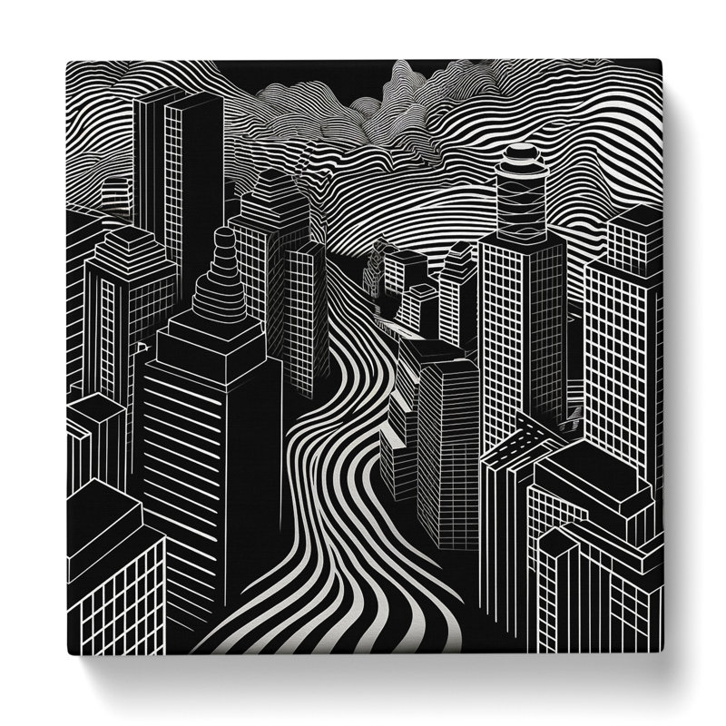 City Of Tokyo Op Art - Print, 35cm H x 35cm W x 3cm D