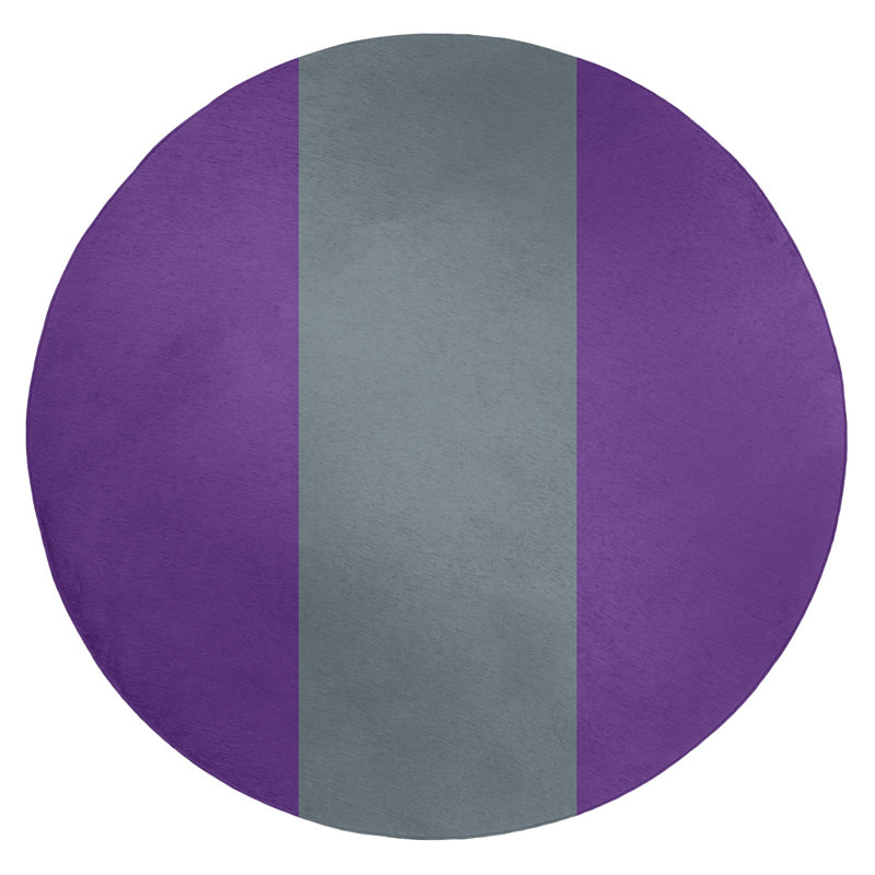 Tapis mauve rayé/gris ardoise, Rond 5 pi
