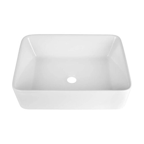 MD Bath 15'' White Ceramic Rectangular Vessel Bathroom Sink | Wayfair