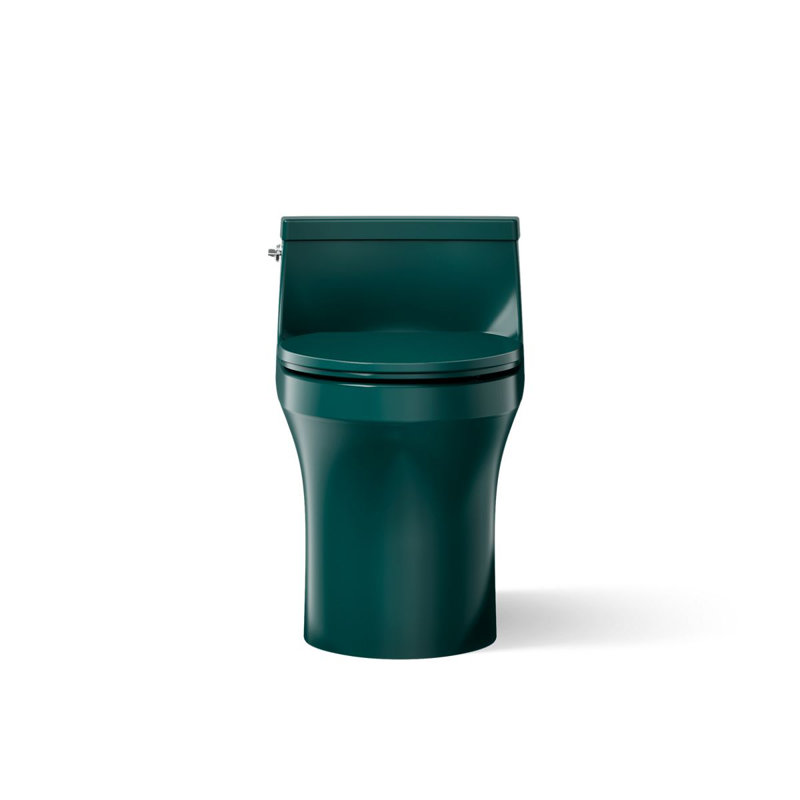 San Souci 1.28 GPF Elongated One-Piece toilet (Seat Included), Left-Hand, Teal