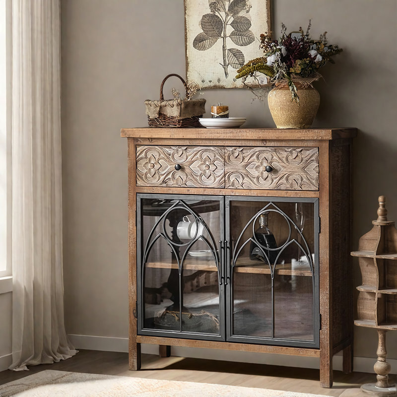 Classic Do Old Solid Wood Iron Sideboard