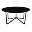 Table basse 3 pièces et tables de bout avec dessus en verre trempé noir et bases en métal pour les pieds de maison modernes