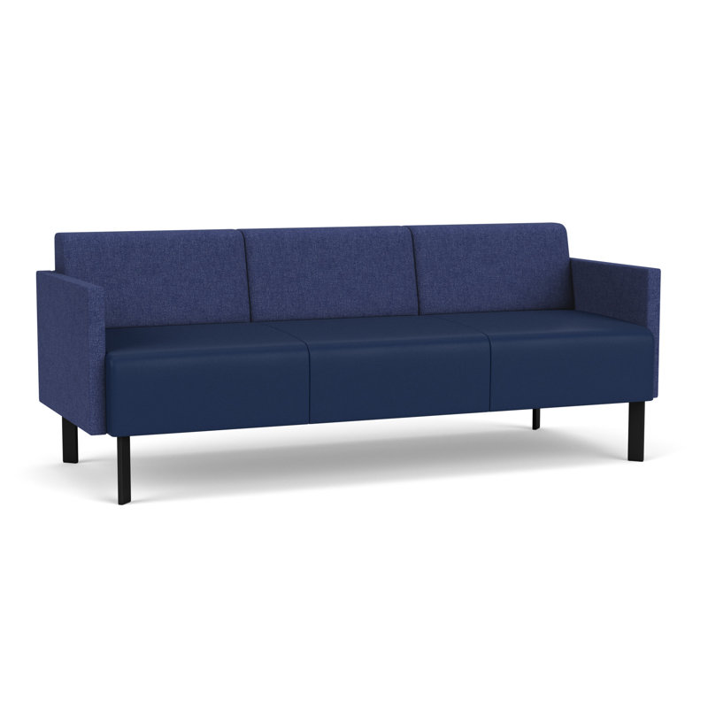 Luxe Lounge Reception Sofa, Black Steel, Archetype Admiral/Modena Ink