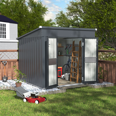 7 Ft. W × 8 Ft. D Flat Roof Metal Tool Shed