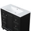 Meuble-lavabo contemporain noir - 36 po x 18 po x 34 po, 4 tiroirs et 1 porte d'armoire, rangement polyvalent, lavabo intégré en résine, tablettes réglables, cadre en bois massif avec panneau de fibres à densité moyenne