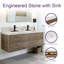Ensemble de meuble-lavabo double mural 60 po avec plateau en pierre-130629354-130629355