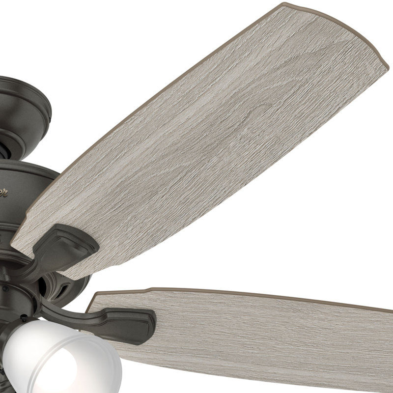 52" Amberlin 5 - Blade Standard Ceiling Fan with Pull Chain and Light Kit Included, Noble Bronze