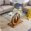 Table basse moderne moderne avec plateau en verre trempé et pieds en grain de bois, parfaite pour les salons élégants