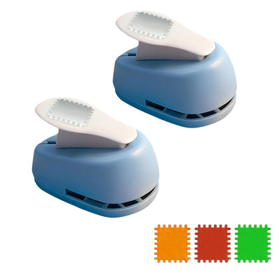 Ensemble de perforateur de papier verrouillable de haute qualité - 2 pièces en acier inoxydable et outil de bricolage en plastique pour le Scrapbooking, cartes de voeux, étiquettes-cadeaux - Machine à gaufrer portable et adaptée aux débutants - Forme de timbre-poste