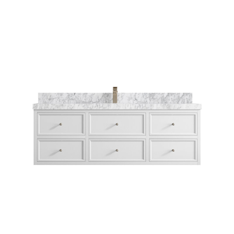 Ensemble de meuble-lavabo simple flottant 60 po Roswell, Marbre de Carrare