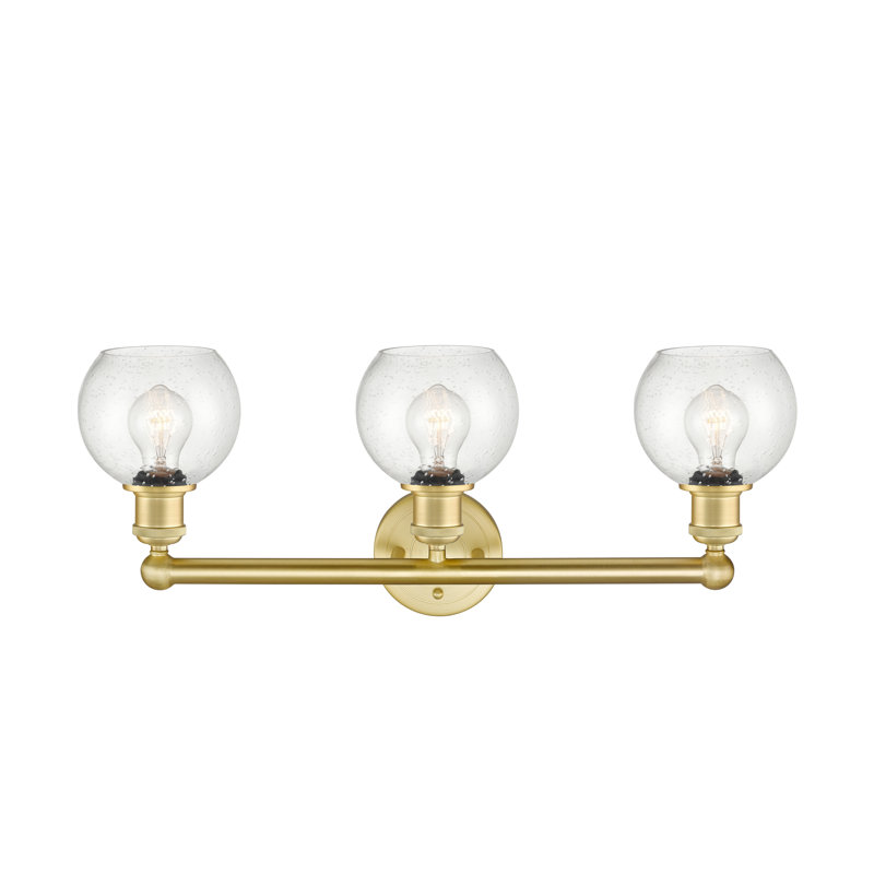 Satin Gold 24" 3-Light Dimmable Vanity Light with Glass Shades