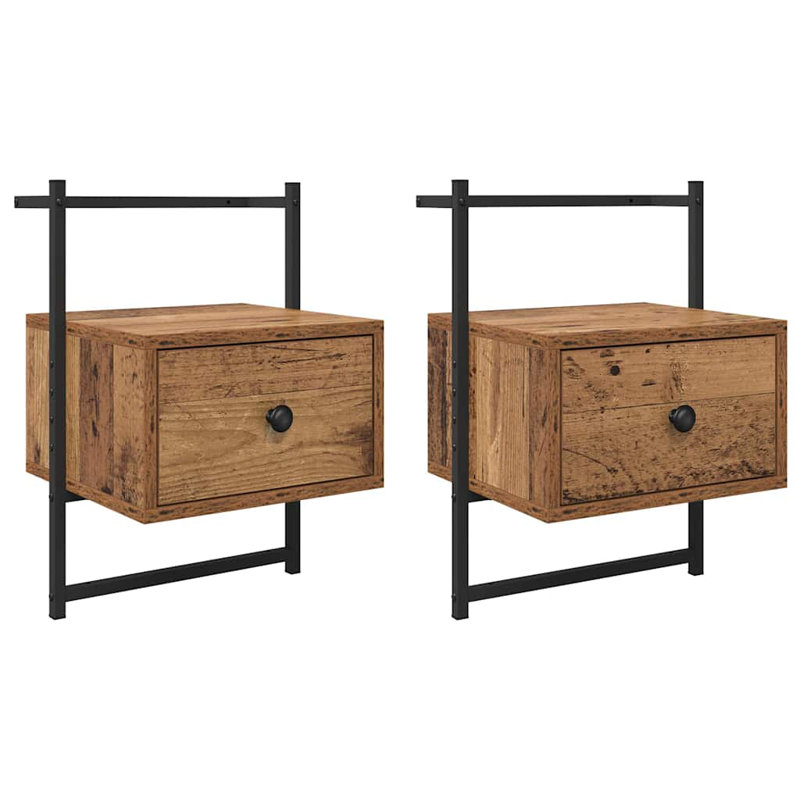 35cm W Manufactured Wood Bedside Table, Old Wood