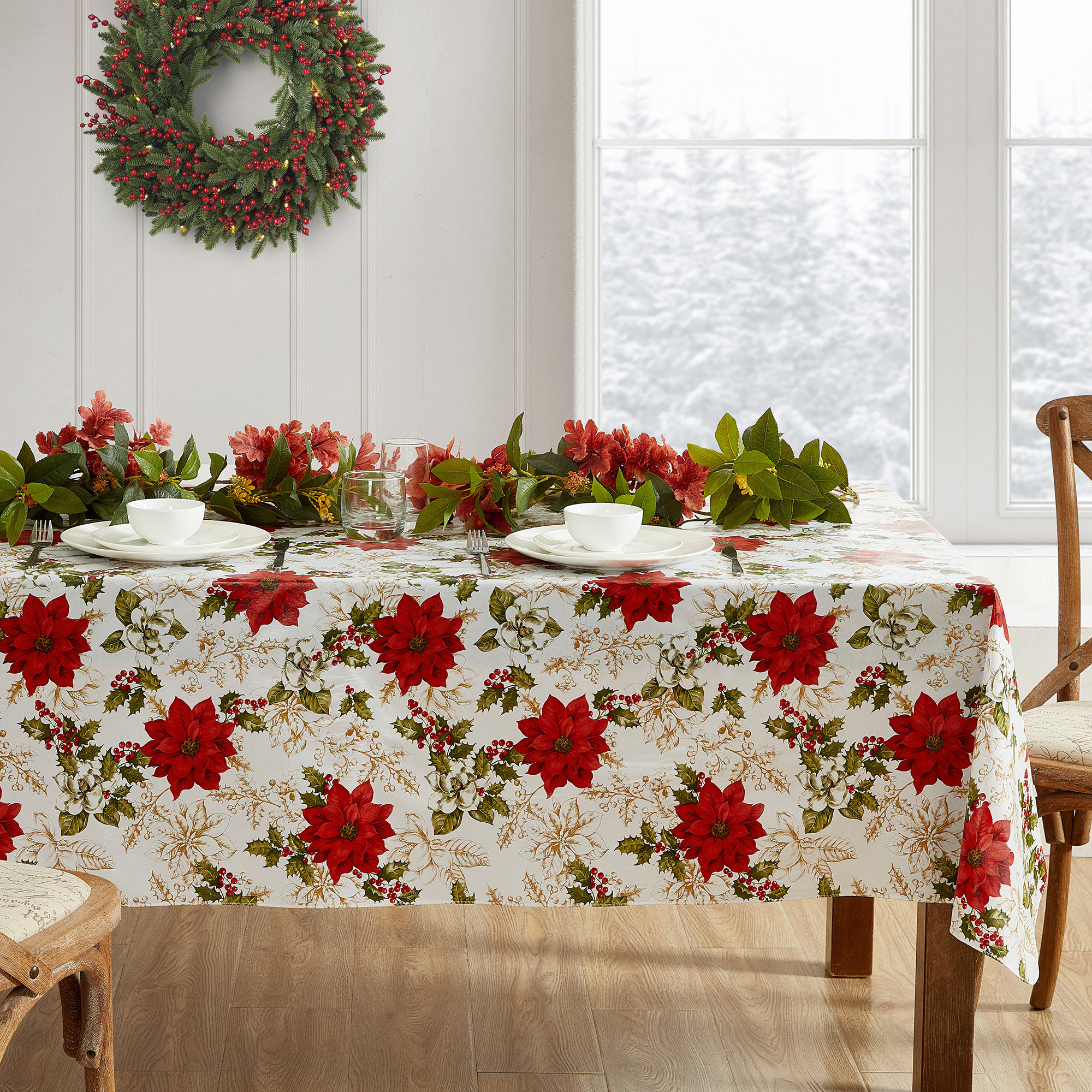 Elrene Elegance Plaid Napkins - Set of 4 Poinsettia Red