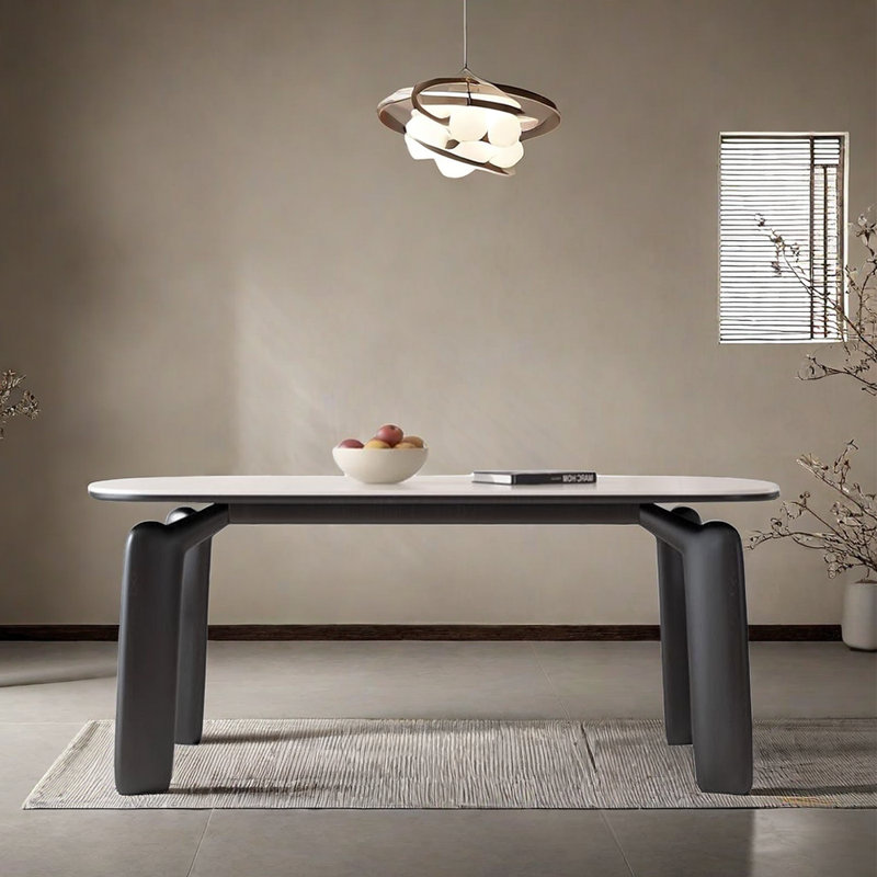 Quinterrius Ash Solid Wood Base Dining Table, Black, 29.5"H x 62.9"L x 31.4"W