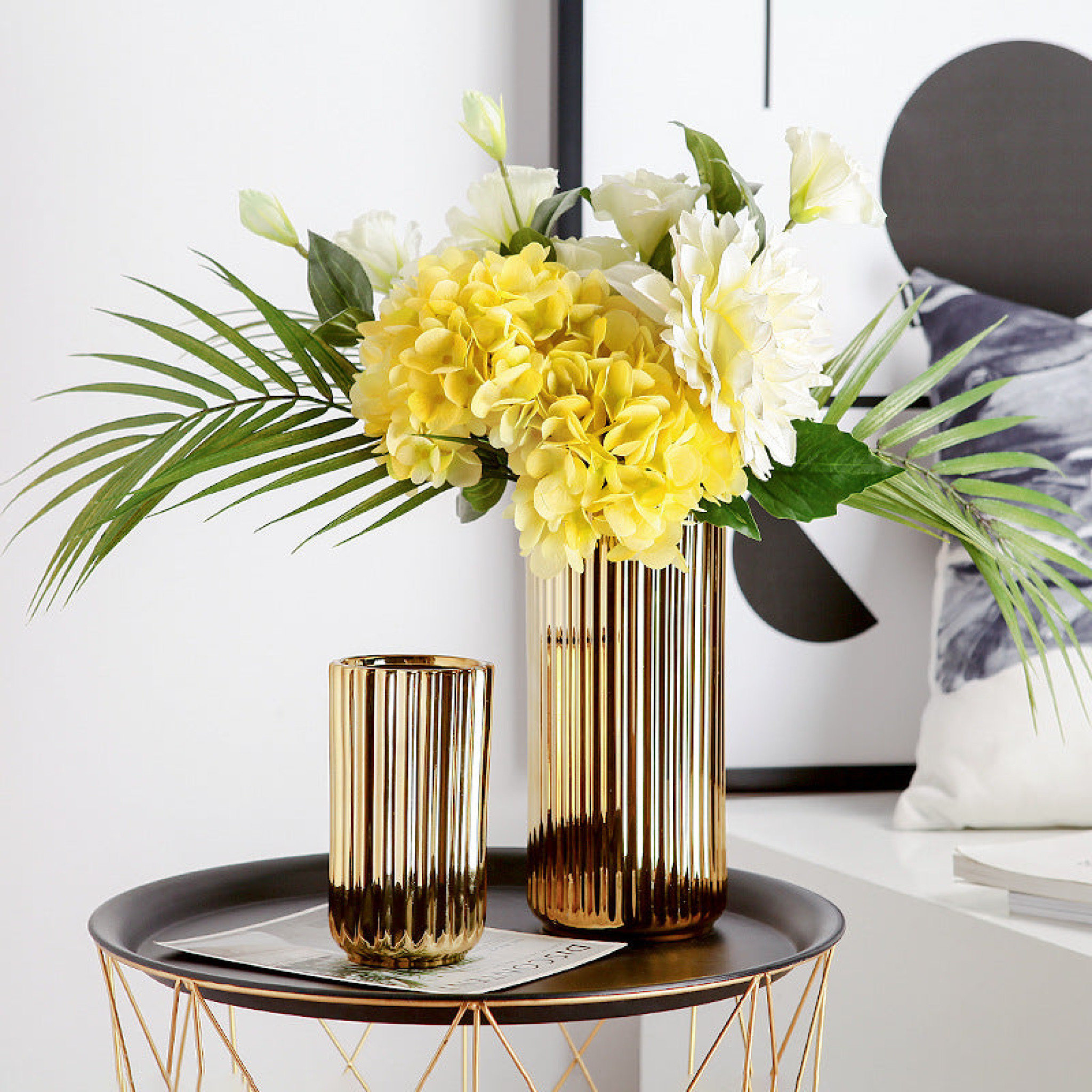 Mercer41 2 Piece Gelhar Gold Ceramic Table Vase Set | Wayfair