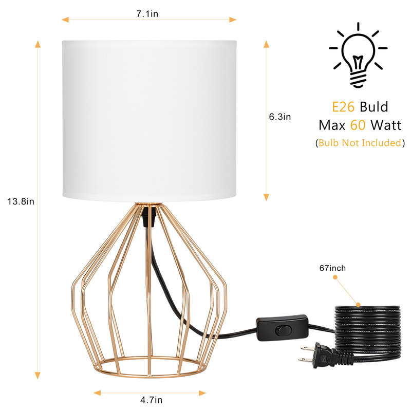 Metal Desk Lamp, Gold, White