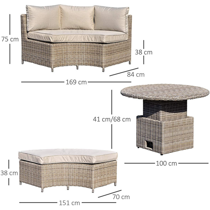 Chattanooga 6 Seater Rattan Sofa Set