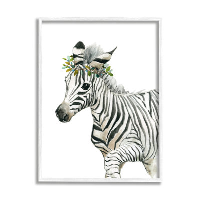 " Young Zebra Boho Fashion Chic Forest Crown " by Carol Robinson Painting Print