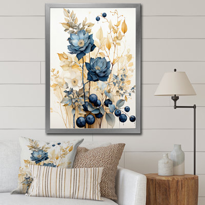 " Retro Blooming Blue Rose Vintage Watercolor "