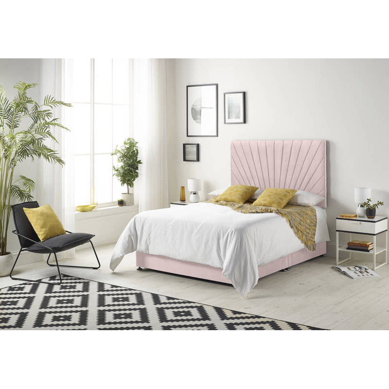 Scotland Coilsprung Divan Bed Set, Pink, Single (3'), 2 Drawers