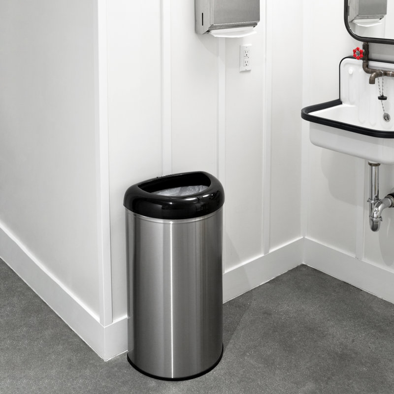 13.2-Gallon Black and Stainless Steel Touchless Trash Can