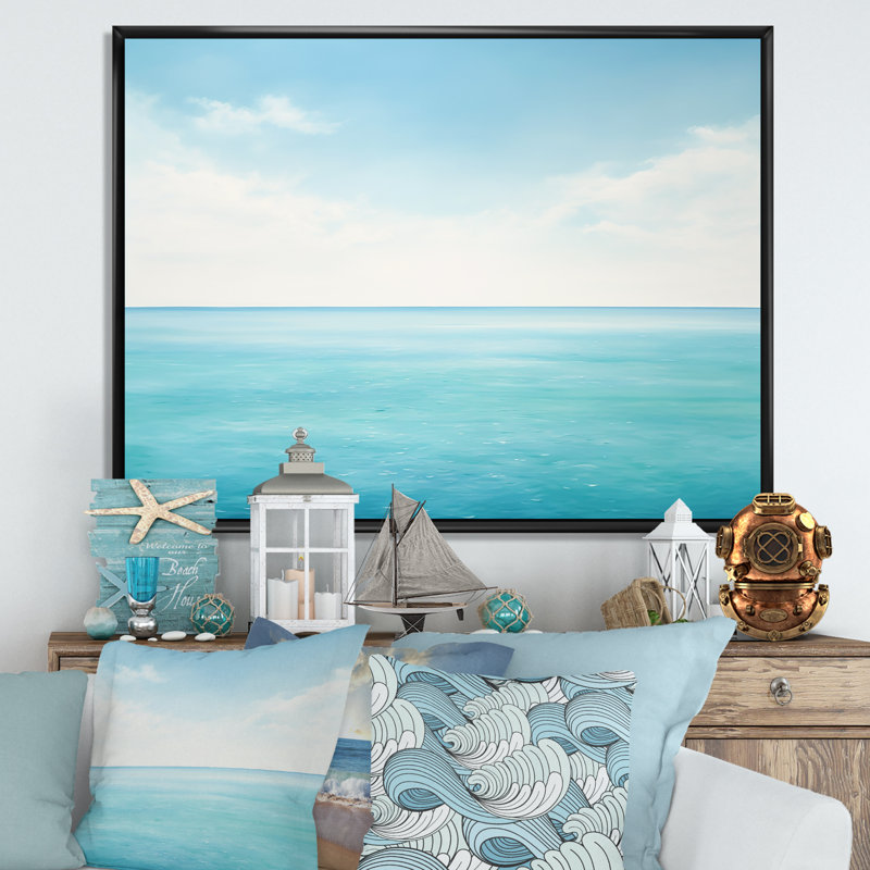 Impression sur toile Ocean Minimalisme Horizon II, H 16 po x l 32 po x P 1 po, Cadre flottant noir