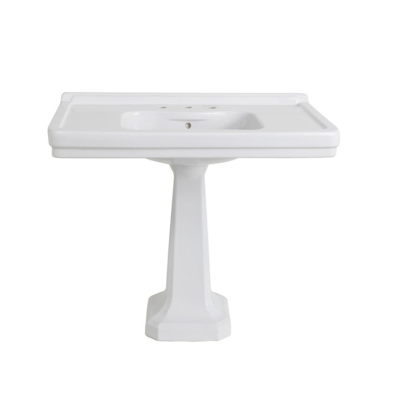 23.6" H x 34.6" L x 22.4" D Console Neoclassica with Backboard Ceramic Wall Hung Basin with Tap