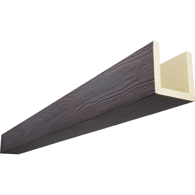 Poutre de plafond à 3 côtés en faux bois Endurathane sablé (poutre en U), H 8 po x l 4 po, Sangria, 24 pi L
