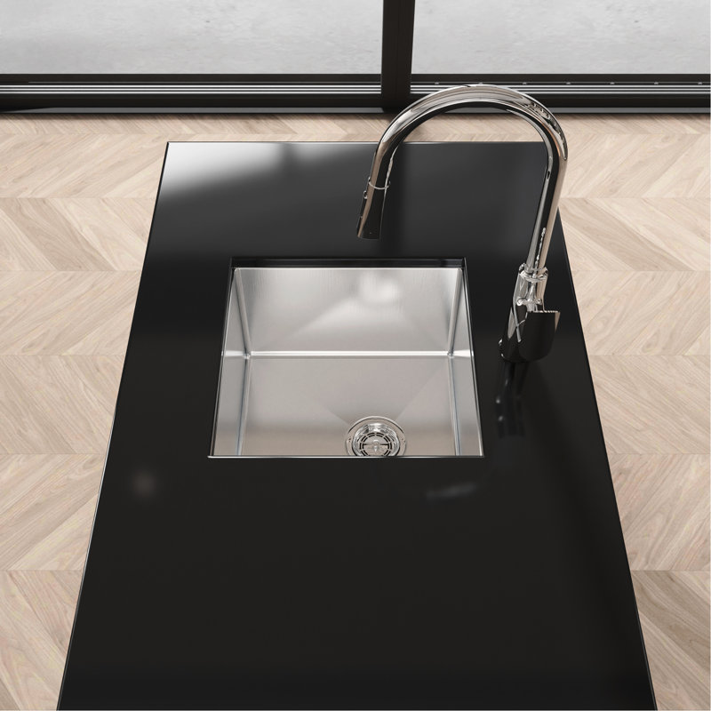 Évier de cuisine gris 18 po x 18 po - Acier inoxydable encastrable avec rebord et résistance optimale aux taches de drainage silencieux