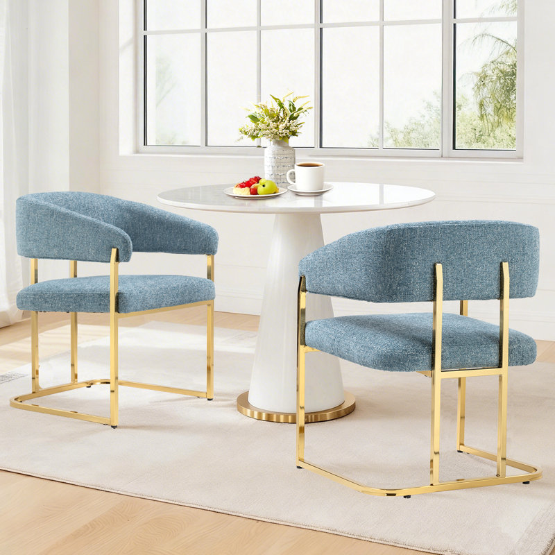 Upholstered Metal Armchair, Blue