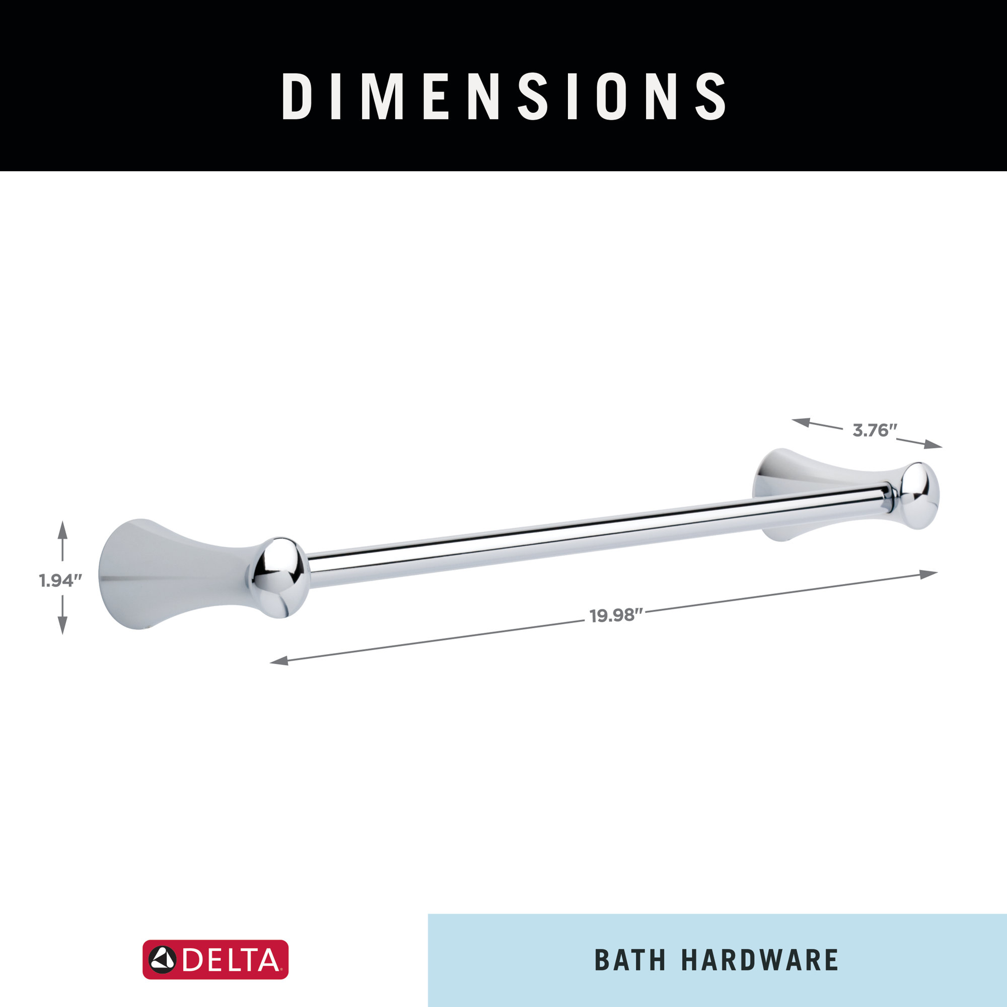 Lahara 24 in. Wall Mount Towel Bar Bath Hardware Accessory, Stainless Steel, 18"