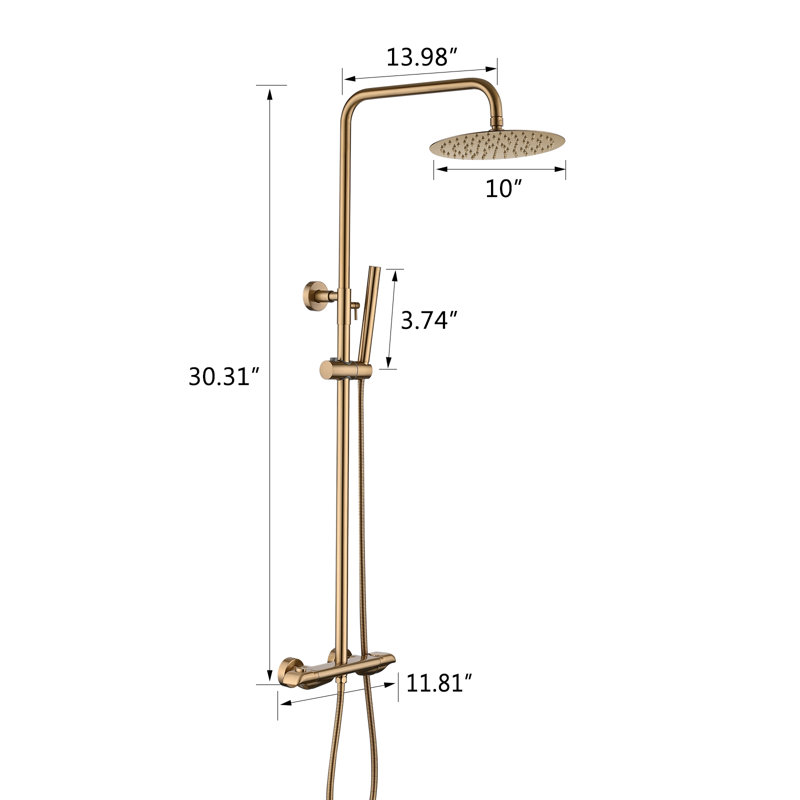 Système de douche thermostatique, or brossé