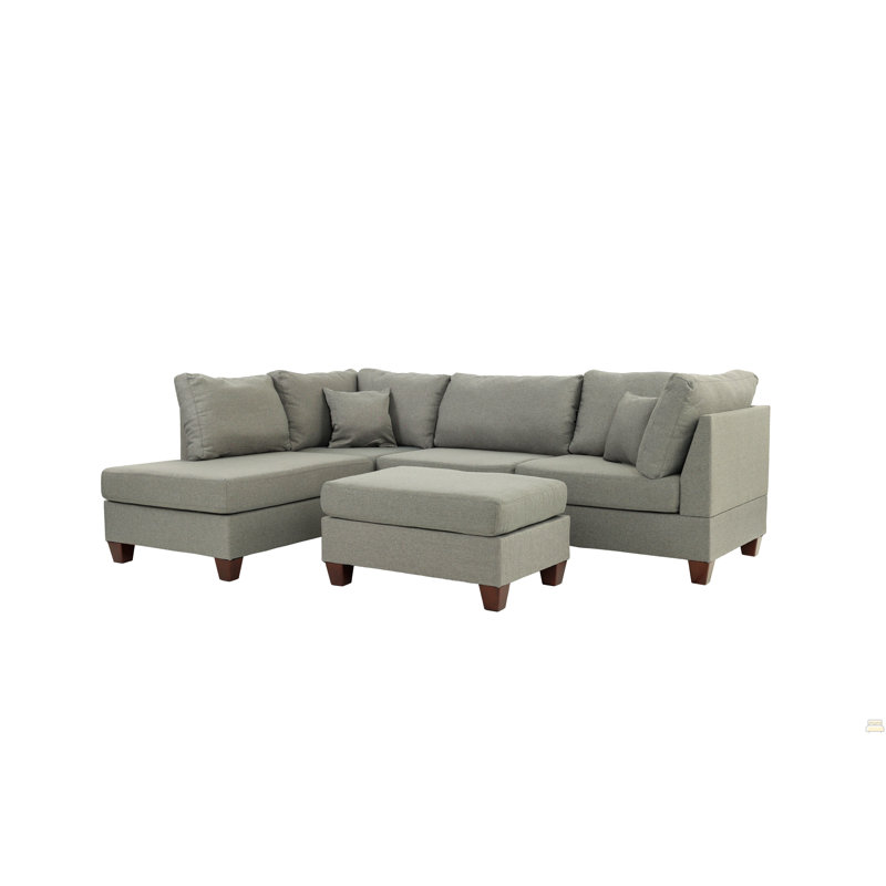 Canapé modulaire 3 pièces gris, Tissu gris