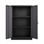Tablette réglable pliante avec portes verrouillables, armoire en acier noir pour bureau à domicile, garage, étagère de classement en tube d'acier massif, noire, facile à assembler, porte à ressort et-464683264