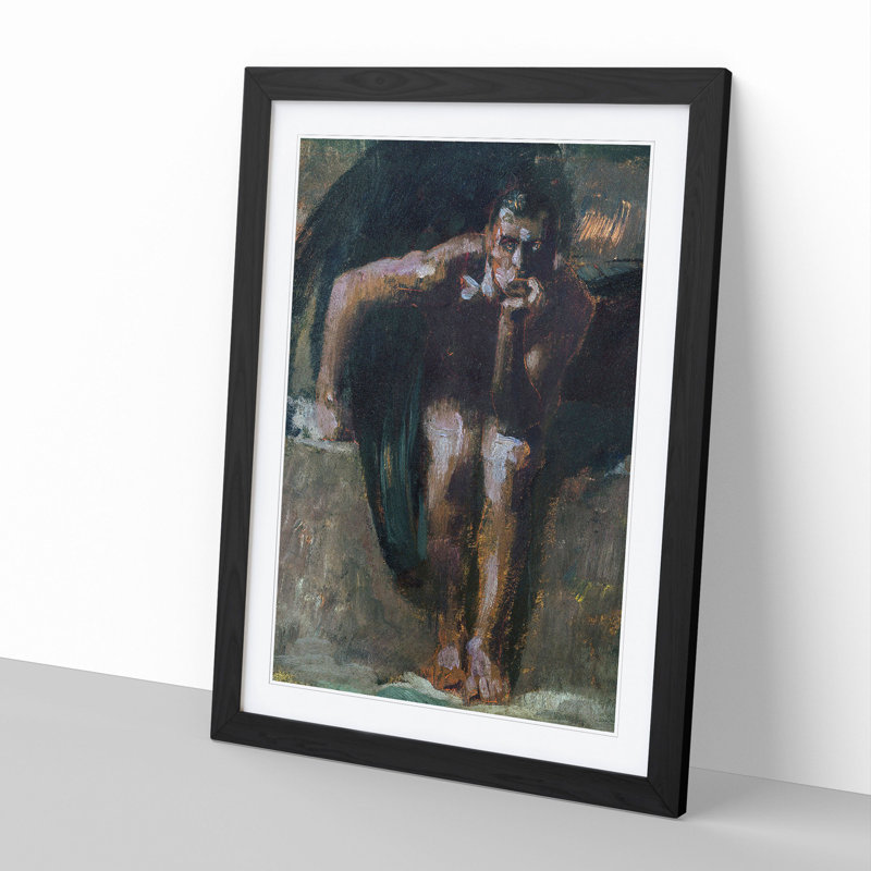 Lucifer Vol.2 by Franz Von Stuck - Picture Frame Painting, Black Framed, 48cm H x 36cm W x 2cm D