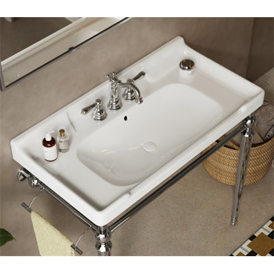 VICI 36" Bathroom Ceramic Basin with 3 pre-drilled hole, NO Cabinet and Faucet