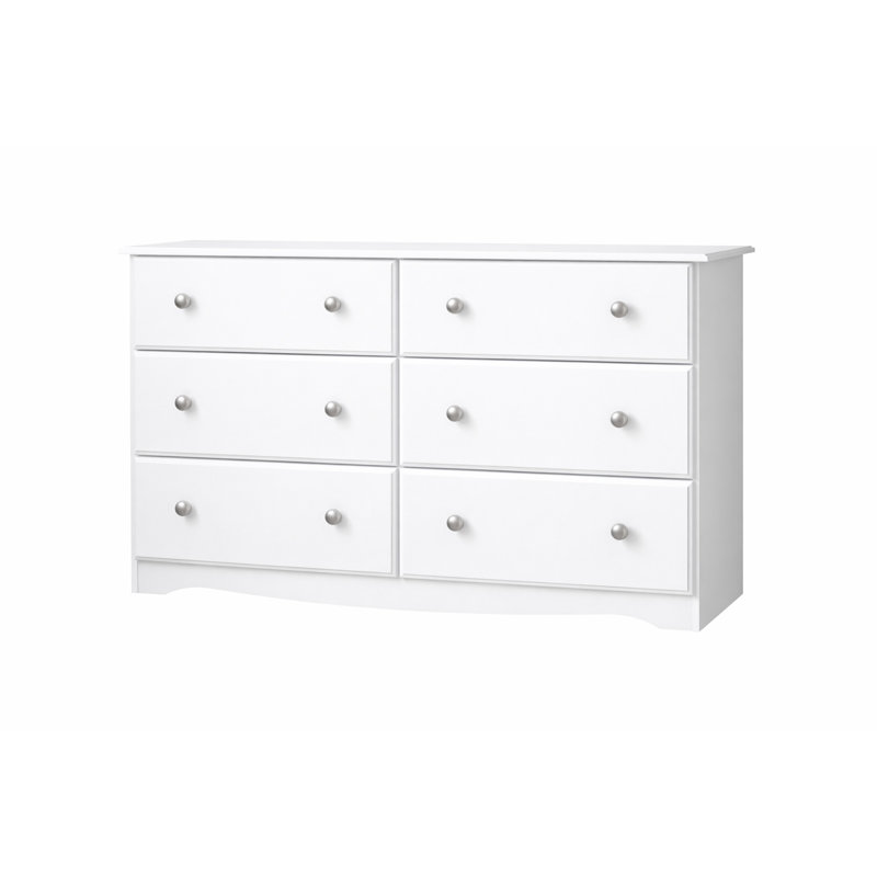 Commode double 100% bois massif 6 tiroirs avec boutons en métal