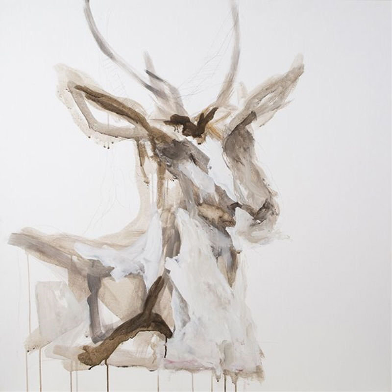 Deer Head Study II Painting by Mia Malcolm Studio, Outdoor, 24" H x 24" W x 1.5" D