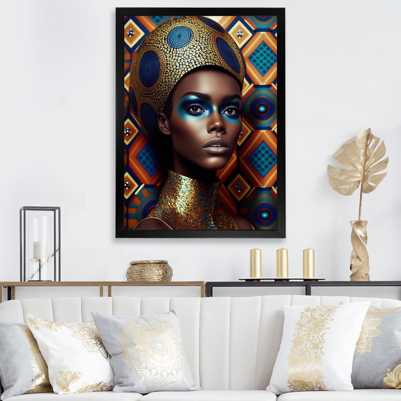 «Classy Portrait of Elegant African Lady», reproduction d'art sur toile, H 20 po x l 12 po x P 1 po, Cadre photo noir