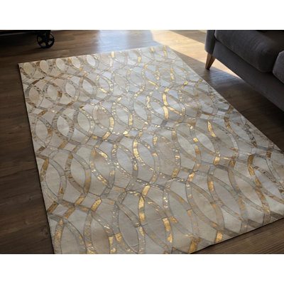 Mckinney Geometric Cowhide Hand Woven Area Rug