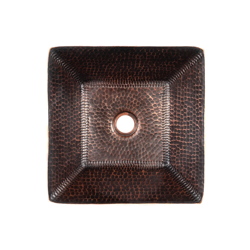 14" Square Hand Forged Old World Copper Vessel Sink