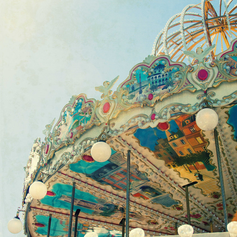 Paris Carousel II vieilli, H 30 po x l 30 po
