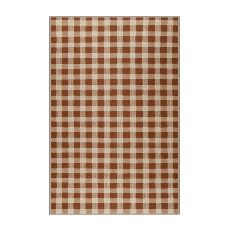 Tapis brun à carreaux lavable à la machine, Rectangle 2 pi x 3 pi