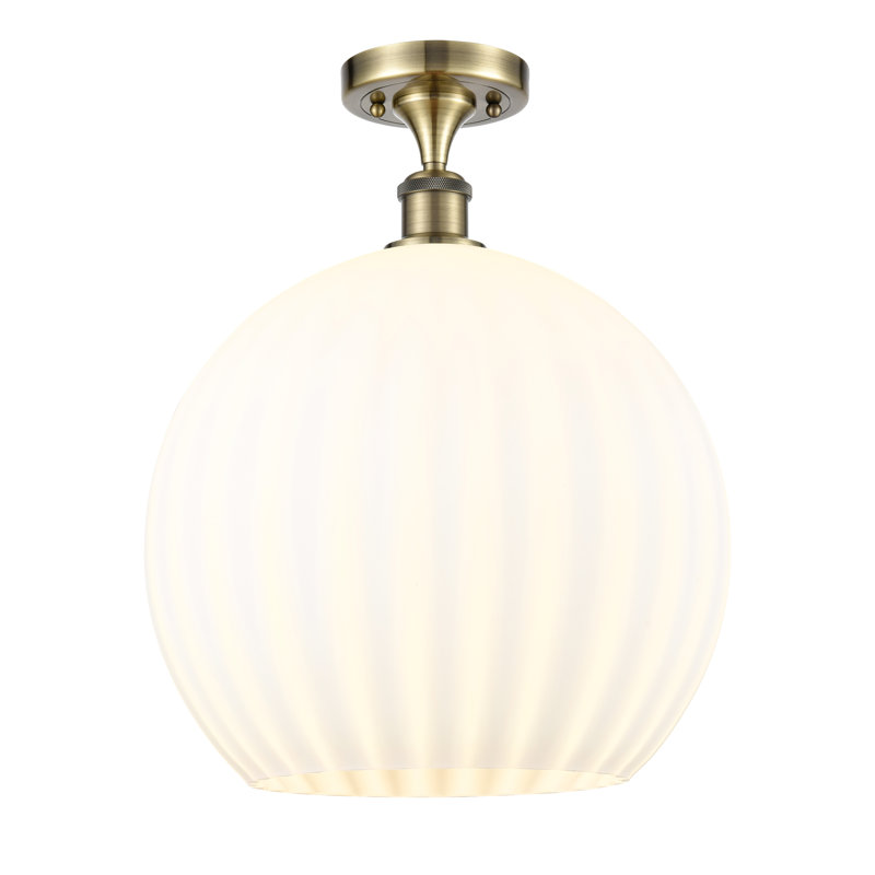 Plafonnier semi-encastré 1 lumière Ballston - Adriao, H 17,88 po x l 13,75 po x P 13,75 po, Laiton antique