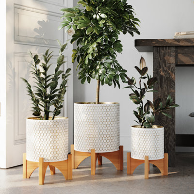 Latatia Honeycomb Pot with Arch Base - Set of 3